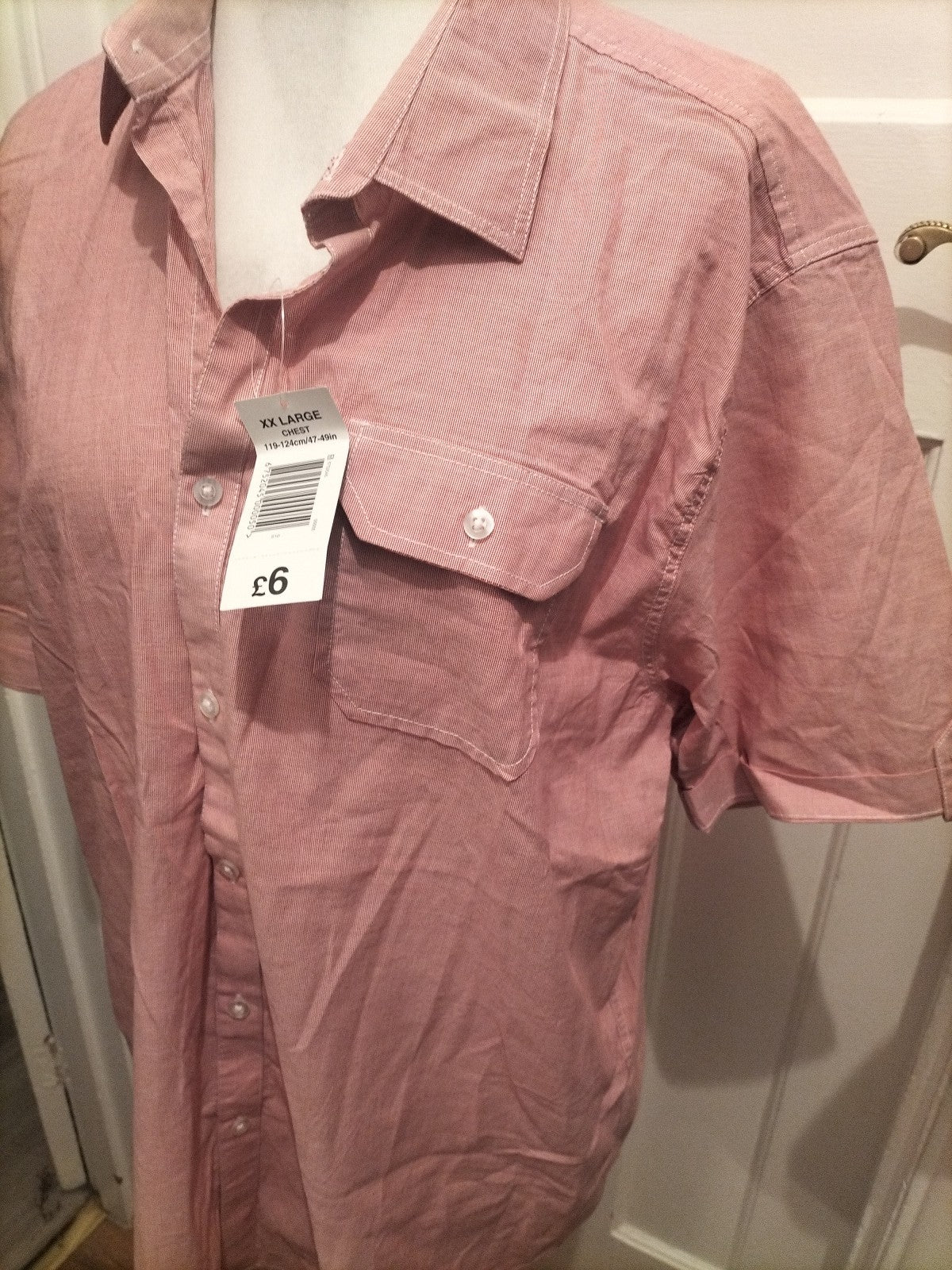 Brand New Mens Easy Size 2XL Pink Short Sleeved Shirt