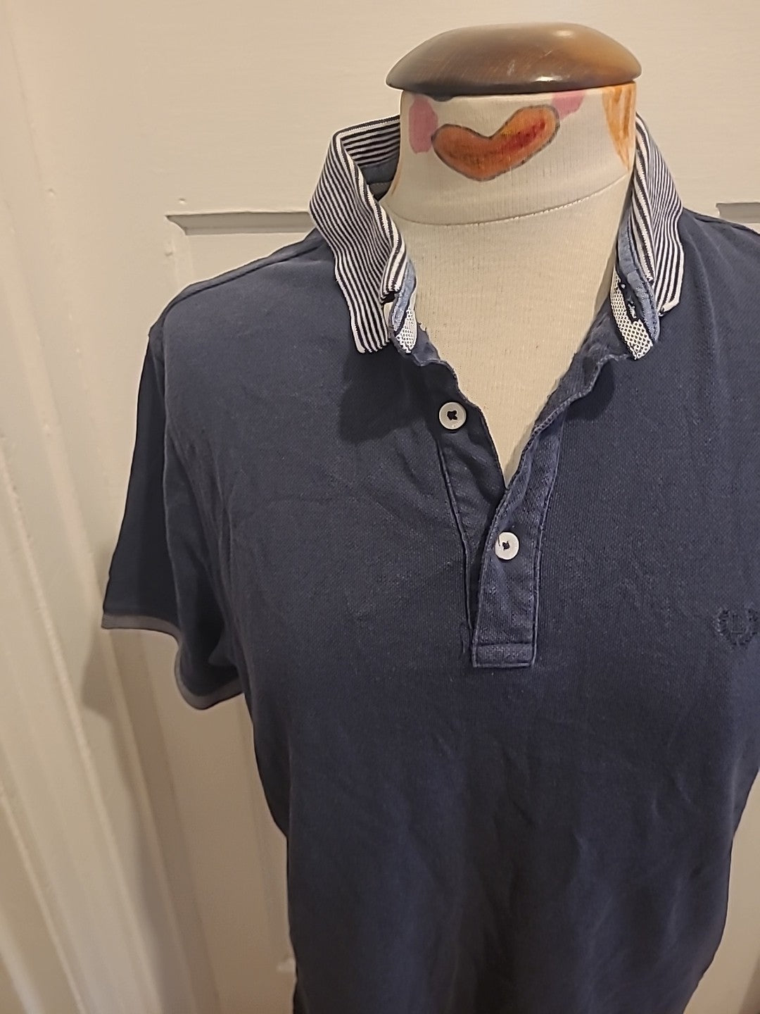 Mens Lincoln Size M Navy Short Sleeved Polo