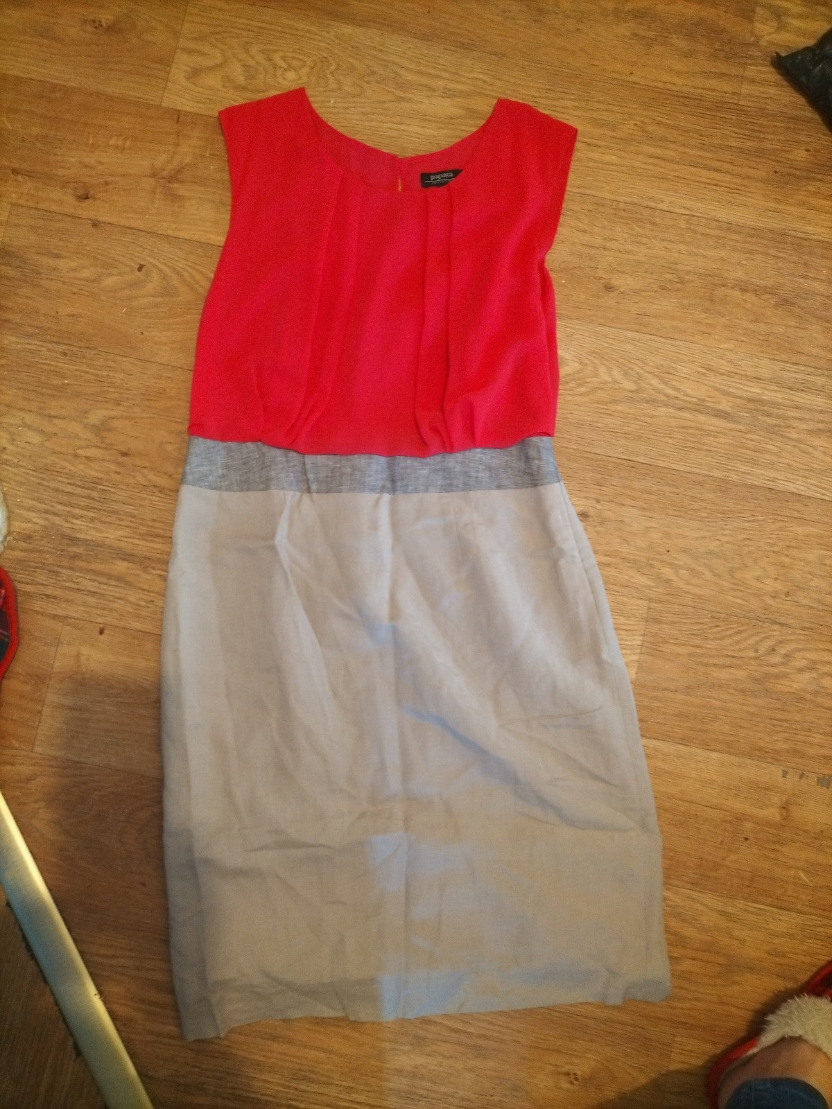 Ladies Papaya Collection Size 12 Hot Pink And Beige Sleeveless Dress