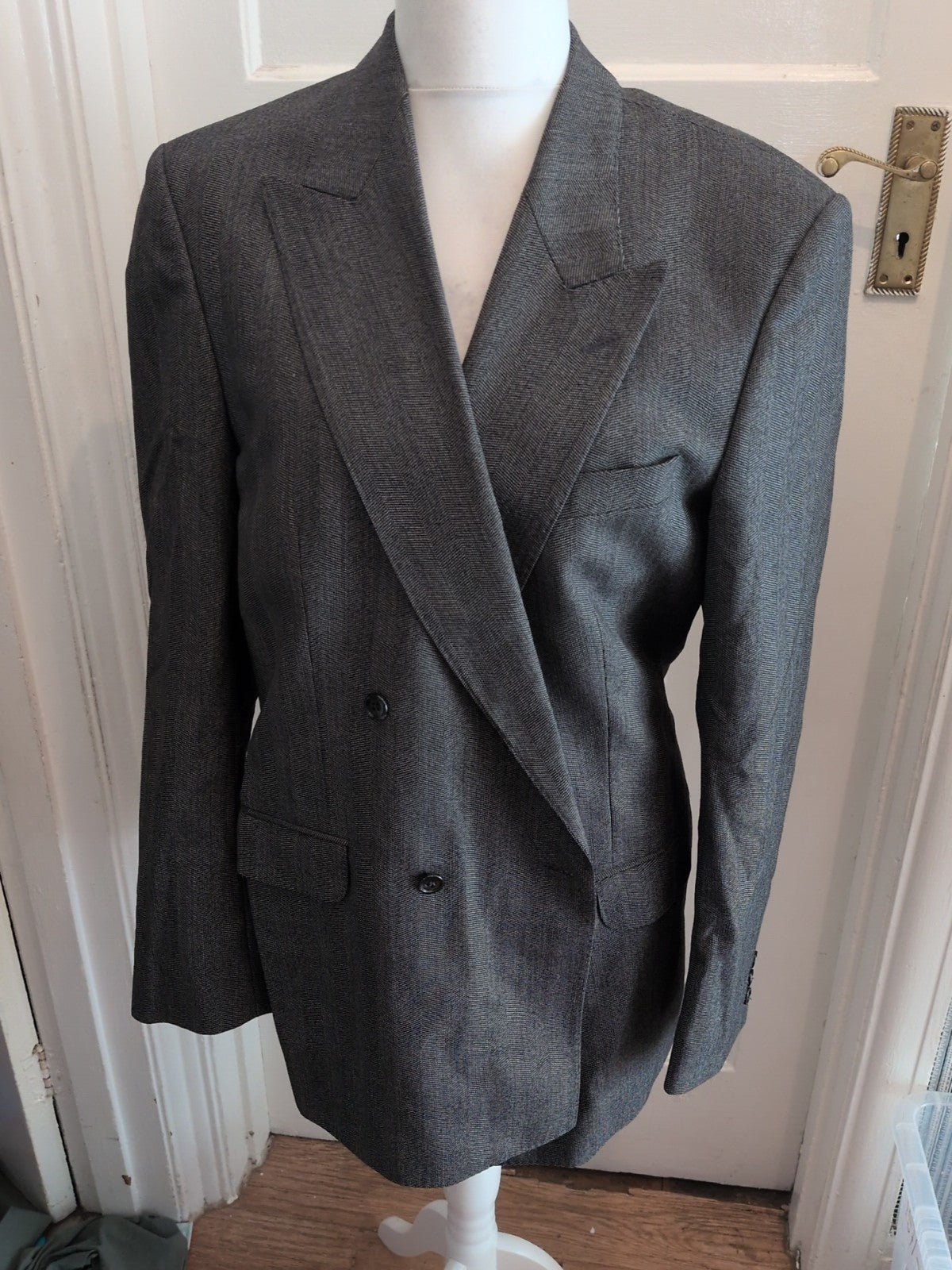 St Michael 42L Grey Lined Blazer Suit Jacket