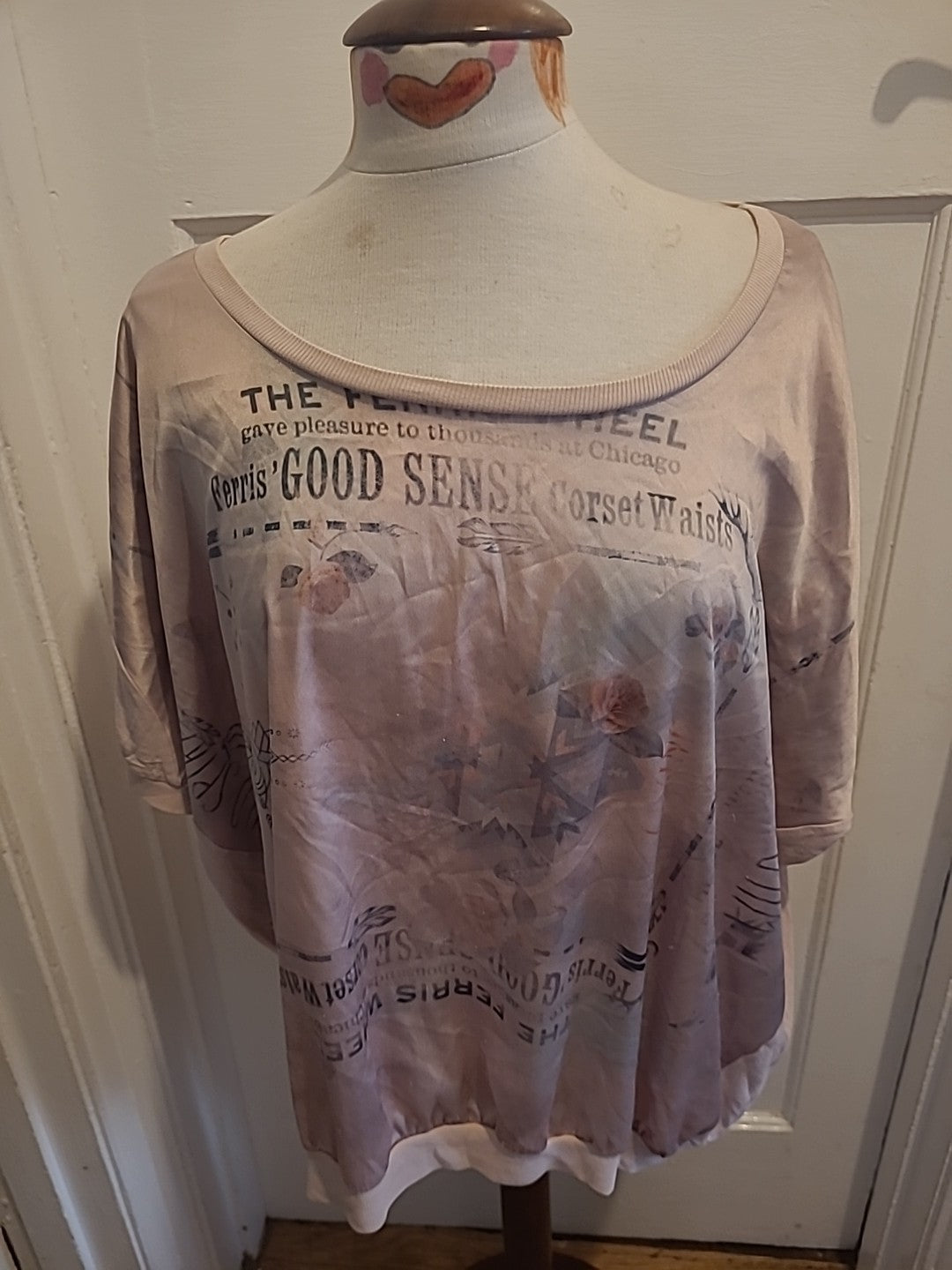Ladies Jobis Size 14 Pale Brown Printed Tshirt