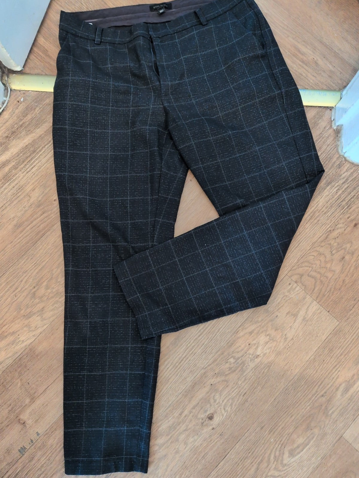 River Island 34L Navy Patterned Trousers