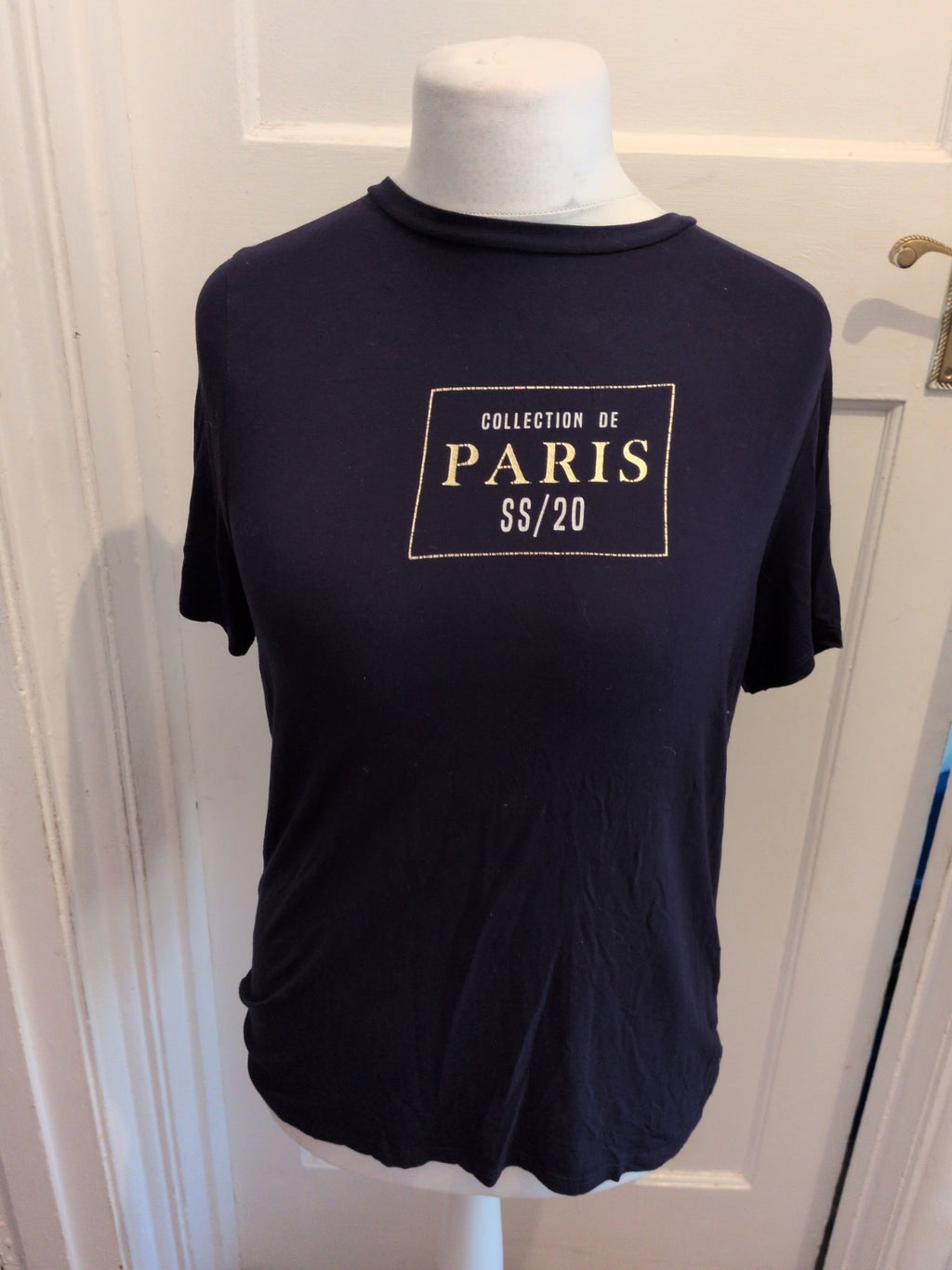 River Island 12 Navy Paris Print Short Sleeve T-shirt