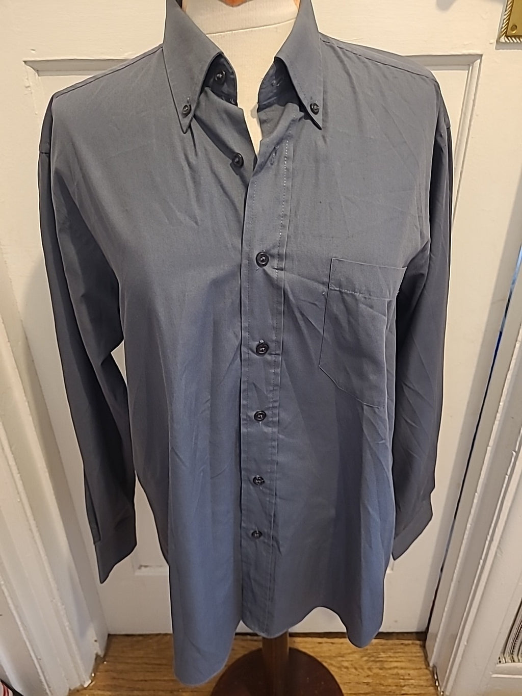 Mens Zantos Size 16" Easy Care Grey Long Sleeved Shirt