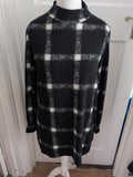 Nutmeg 14 Black With White Checks Long Sleeve Knee Length Jumper Dress