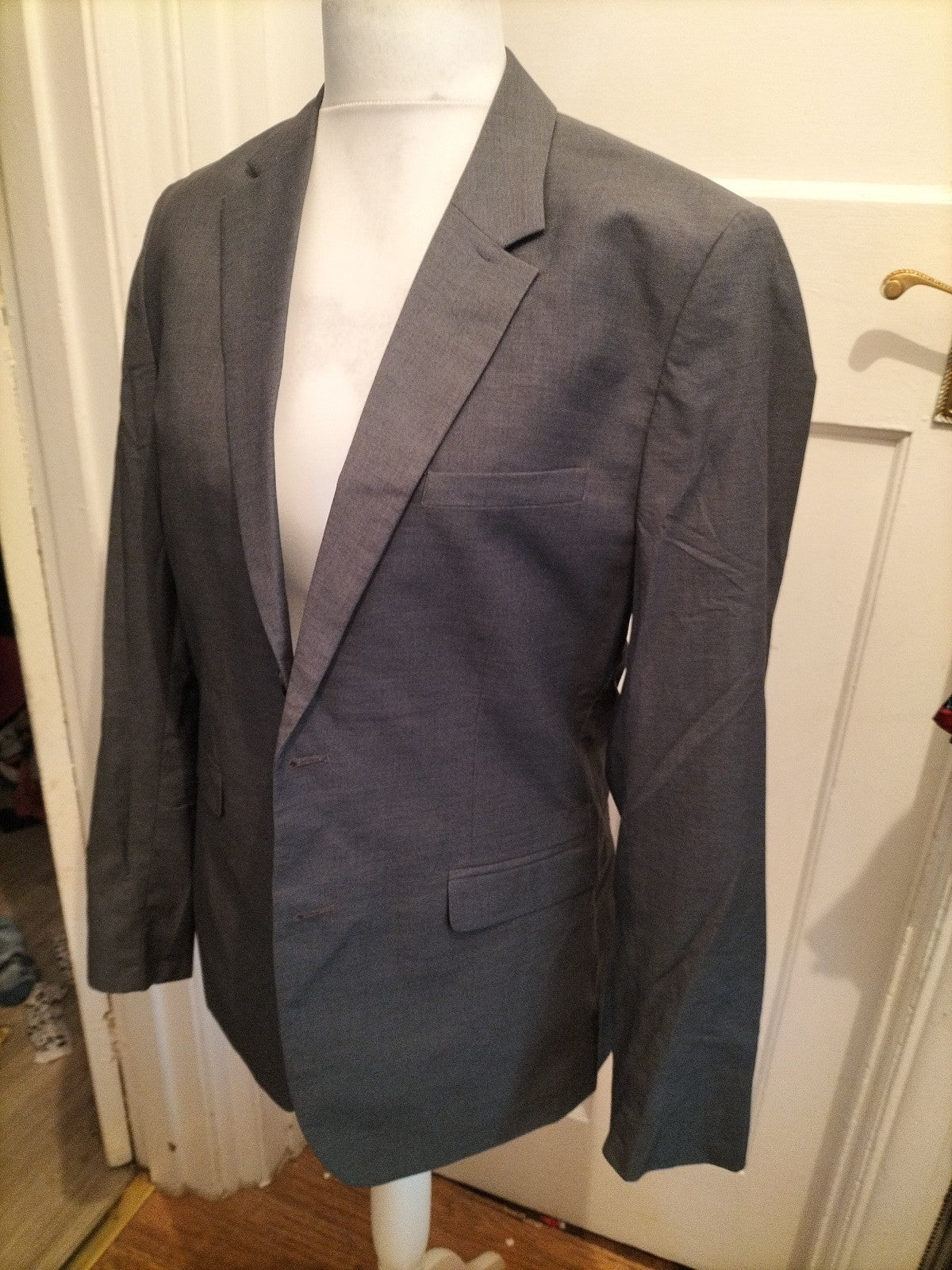 Mens H&M Size 42R Regular Fit Grey Lined Padded Blazer