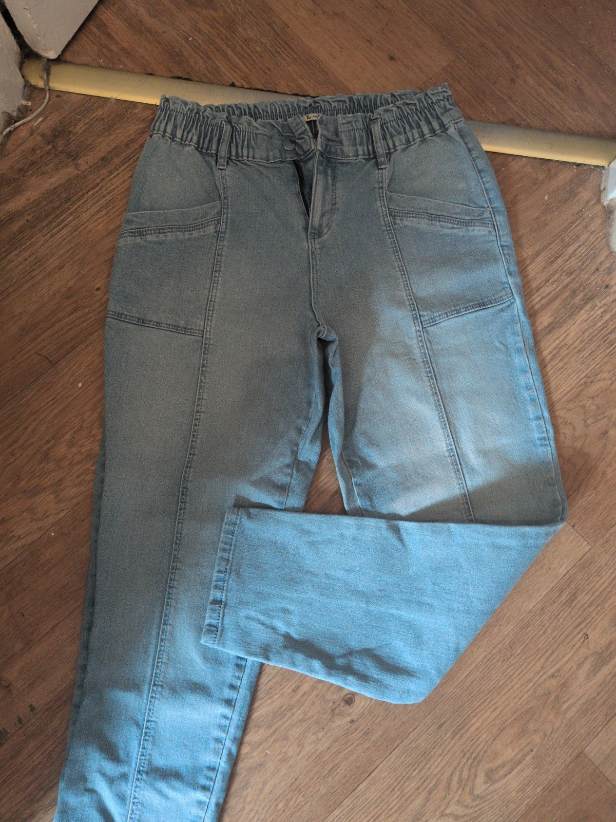 Ladies Tu Size 10 Elasticated Blue Straight Jeans