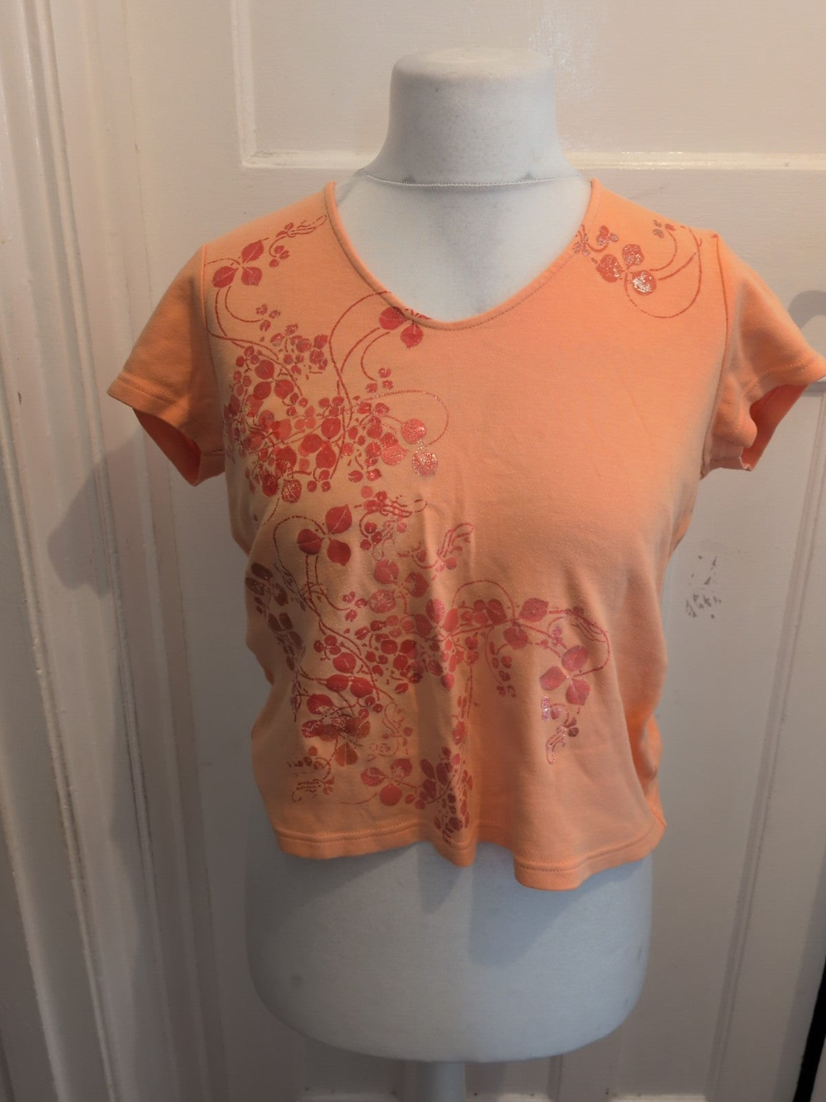 Casual Club 14 Orange Short Sleeve Floral T-shirt