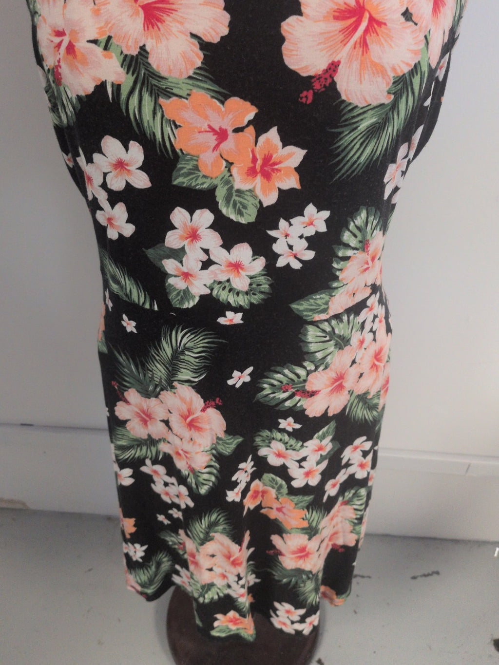 George 16 Black Floral Sleeveless Dress Knee-Midi