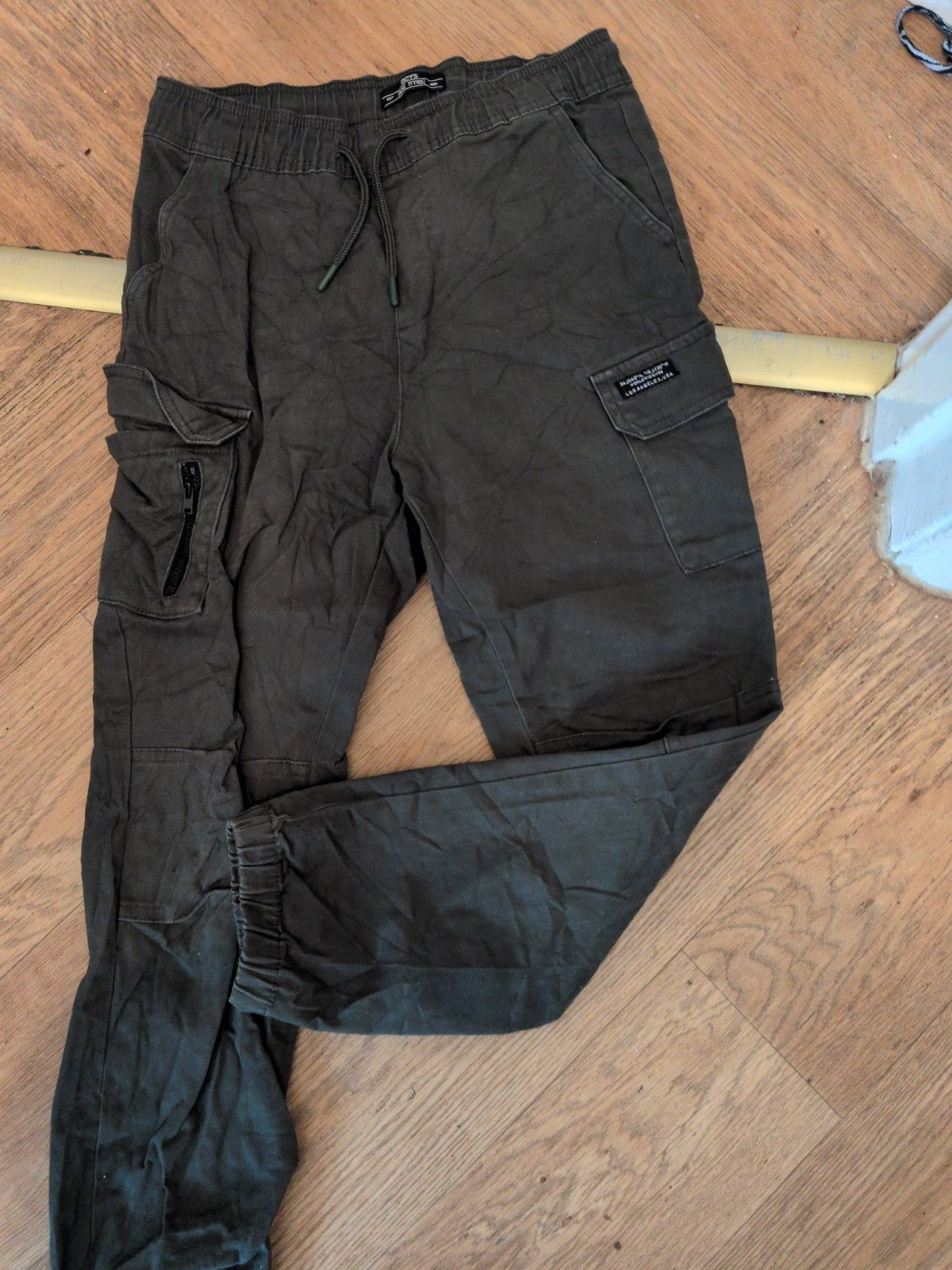 Matalan Boys 11 Years Green Elasticated Cargo Trousers
