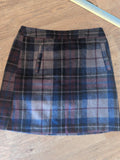 Ladies F&F Size 10 Navy Multi Check Knee Length Skirt