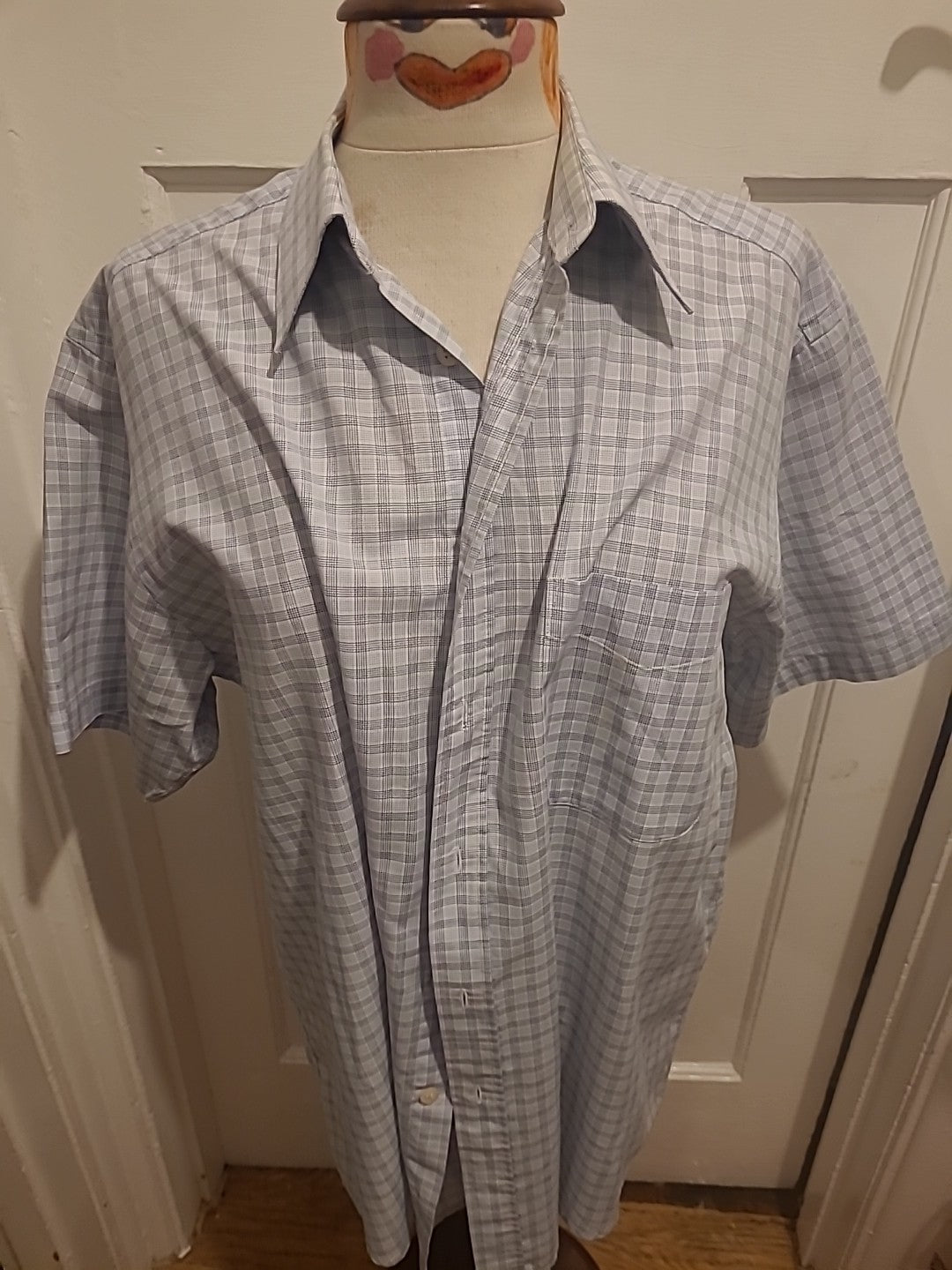 Mens Essentials Size 16" Collar Blue/Black Check Shirt
