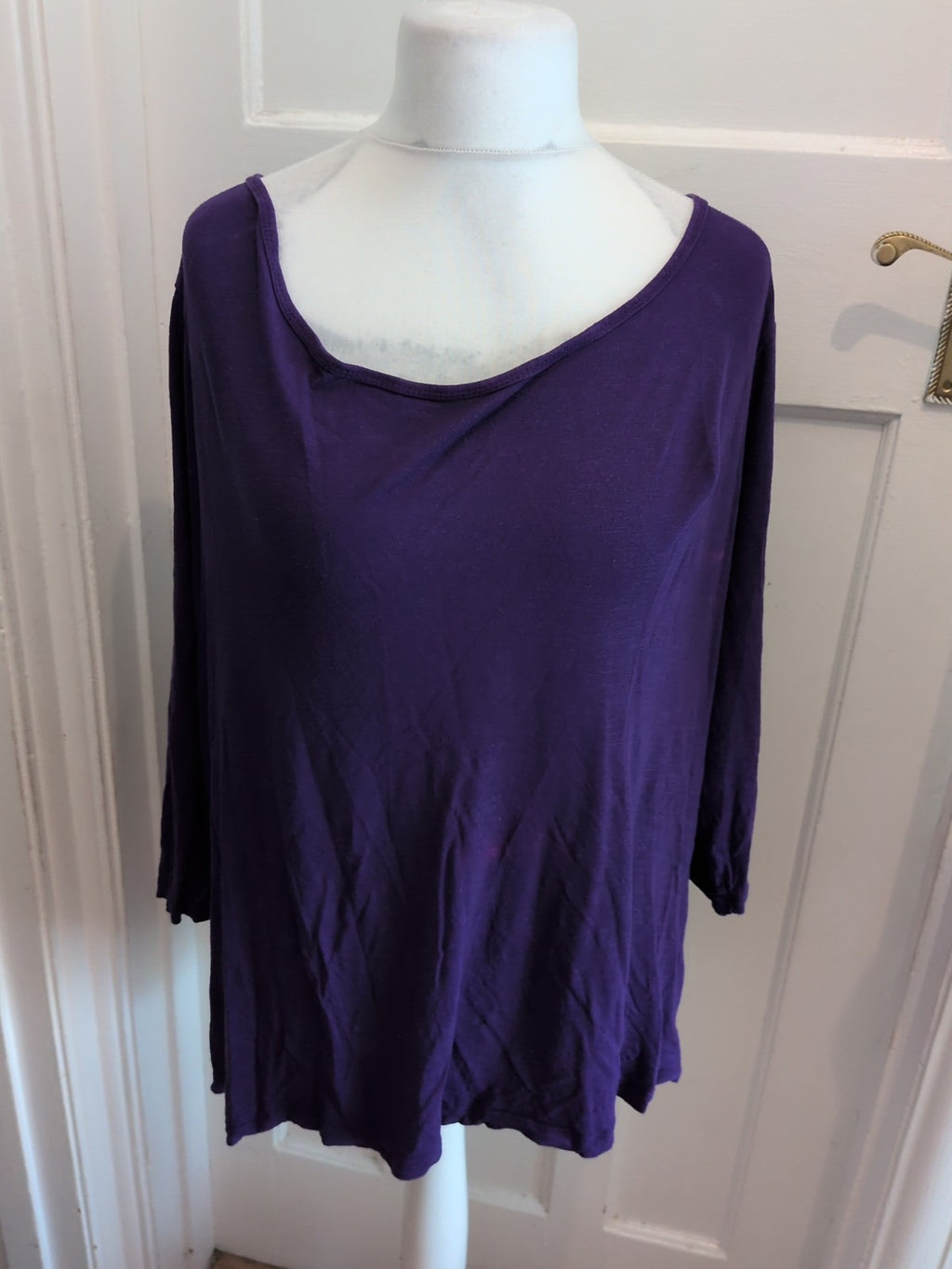 Evans 22/24 Purple Blouse Short Sleeve Couple Pink Marks On