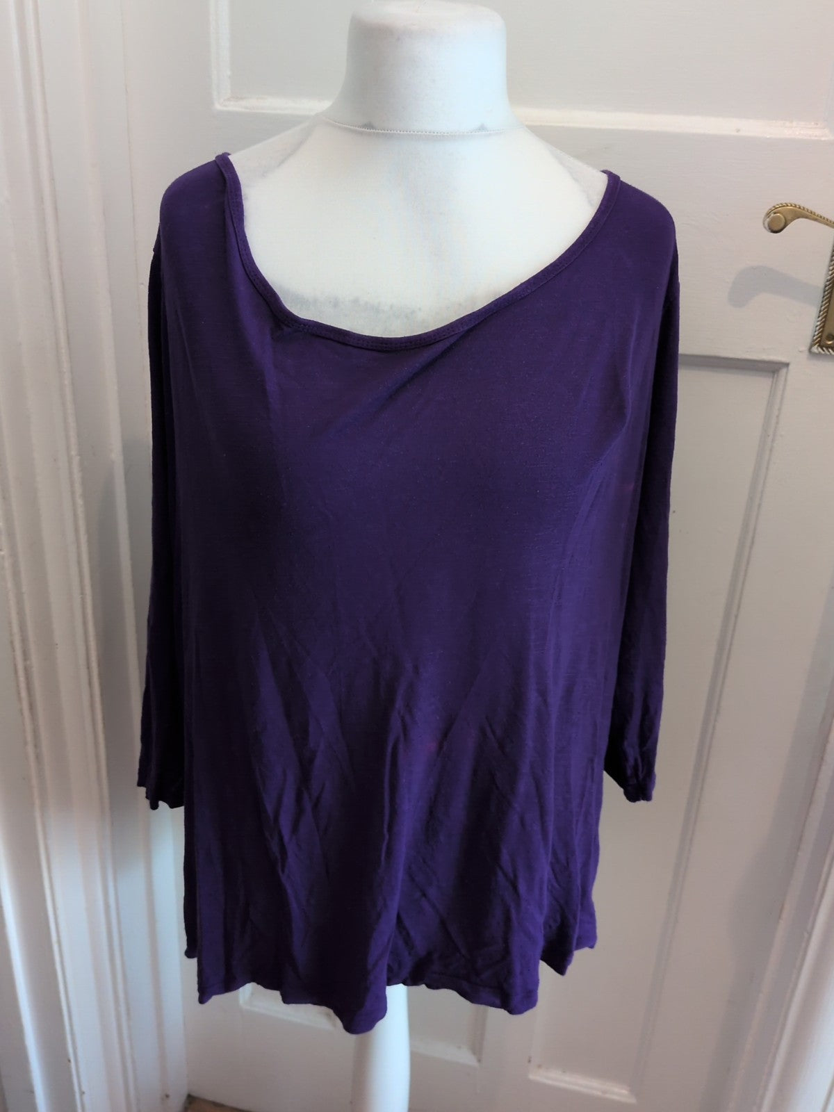 Evans 22/24 Purple Blouse Short Sleeve Couple Pink Marks On