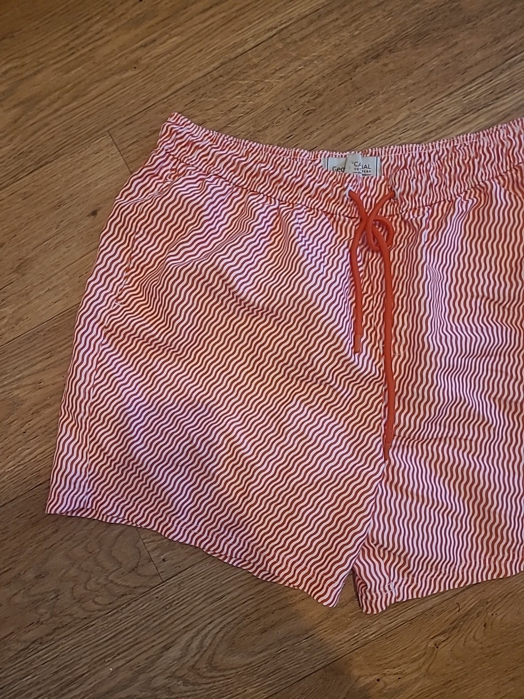 Mens George Size Large Orange White Elasticated Mesh Lined Shorts