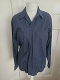 Mens Angelo Litrico Size 42 Chest Navy Patterned Long Sleeved Shirt