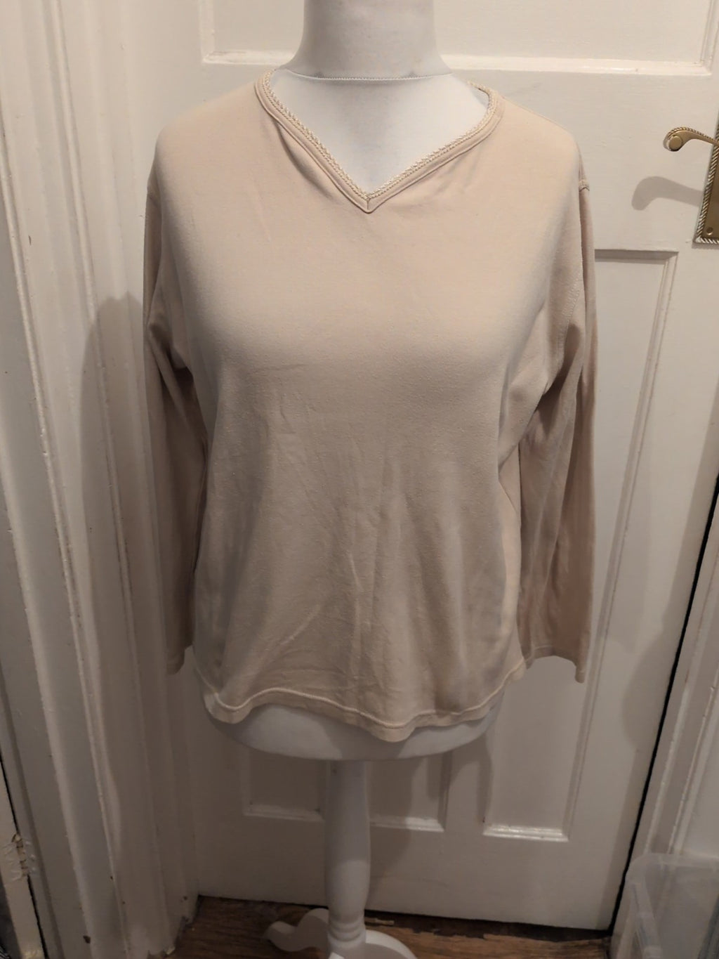 100% Cotton Pale Beige Long Sleeve T-shirt