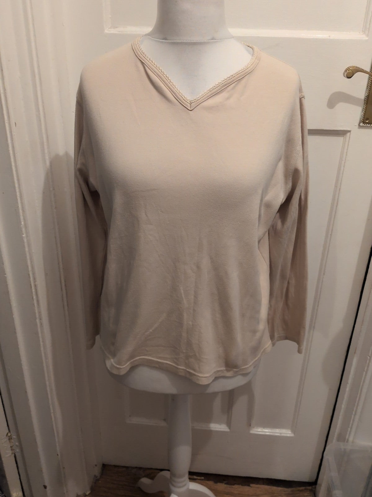 100% Cotton Pale Beige Long Sleeve T-shirt