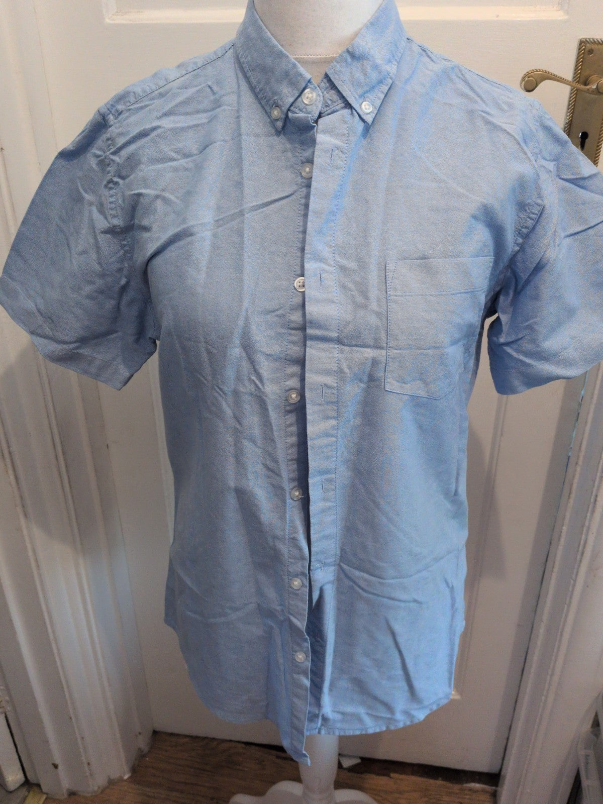 Primark Slim Fit Large Blue Short Sleeve Shirt