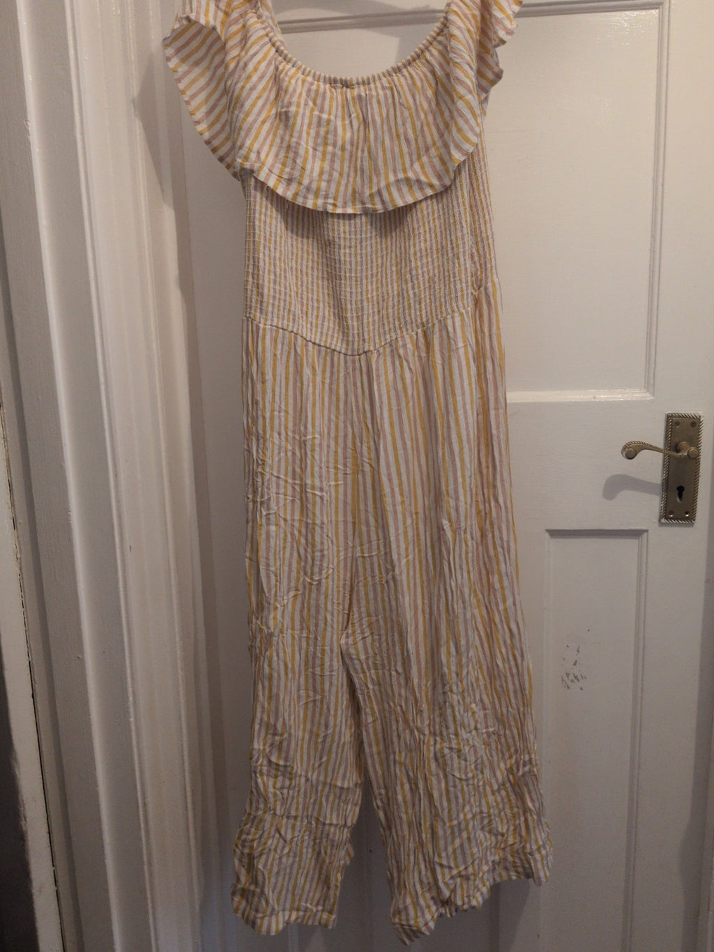 Primark 20 Yellow/Beige/White Stripe Jumpsuit Sleeveless