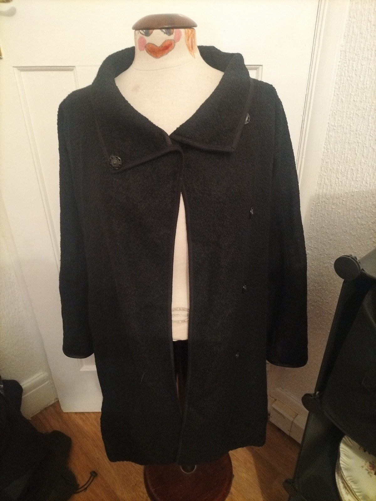 Ladies Basler Size 10 Black Long Sleeved Popper Fastening Coat