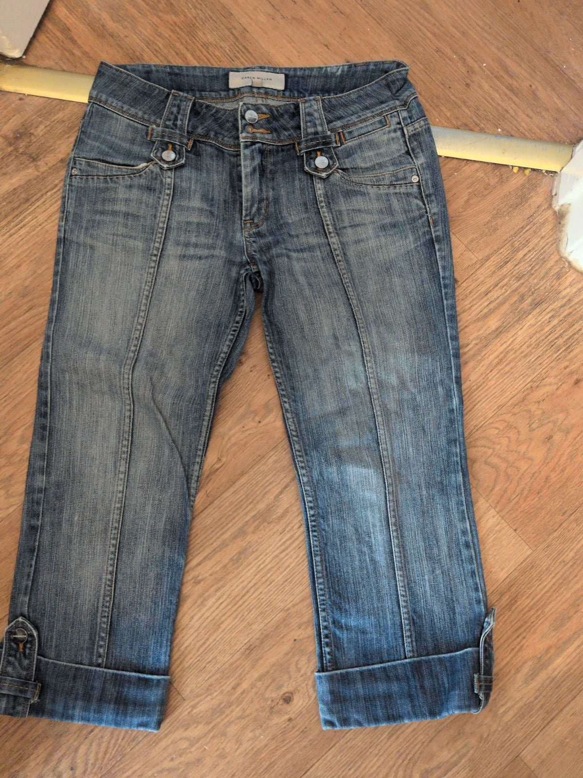 Ladies Karen Millen Size 10 Blue Cropped Denim Jeans