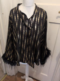 XL Black And Gold Long Sleeve With Fully Sleeve Hem Blouse