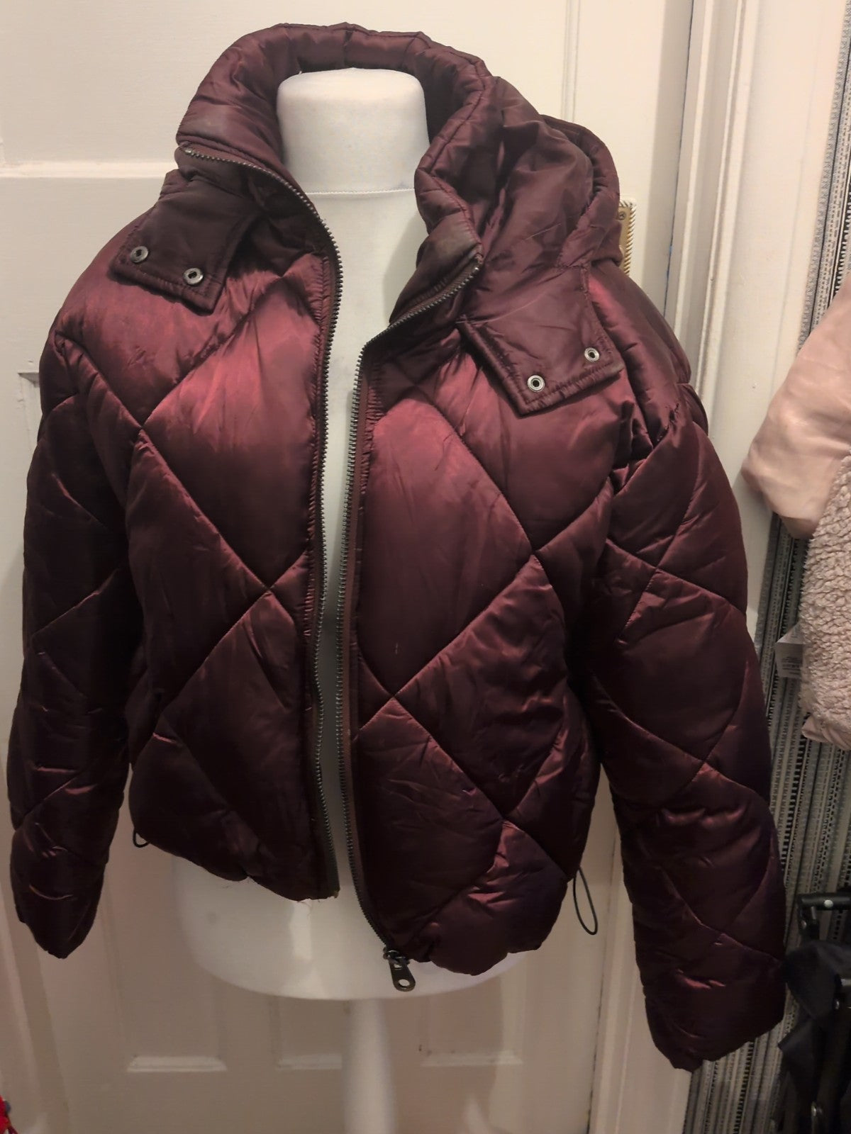 ASOS 10 Dark Purple Lined Long Sleeve Puffer Coat