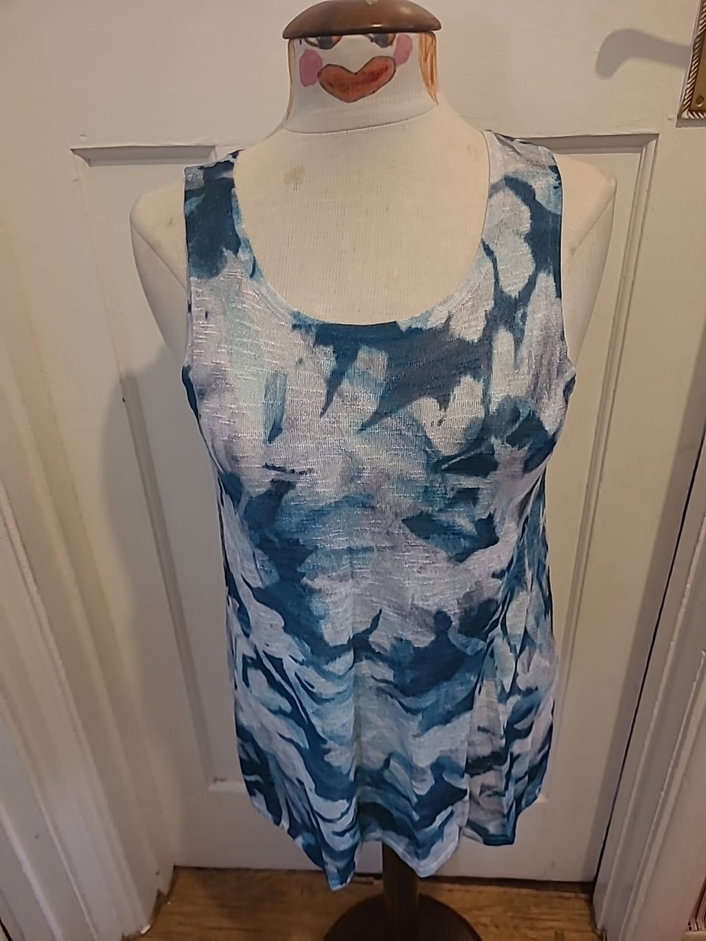 Ladies Marla Wynne Size Medium Blue/Grey Sleeveless Blouse