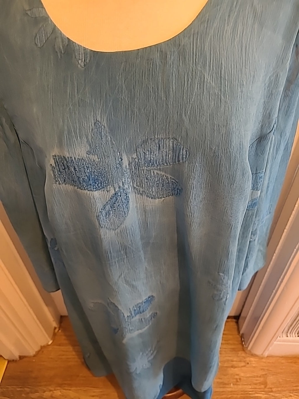 Ladies Size XL Blue Toned Lined Long Sleeved Dress