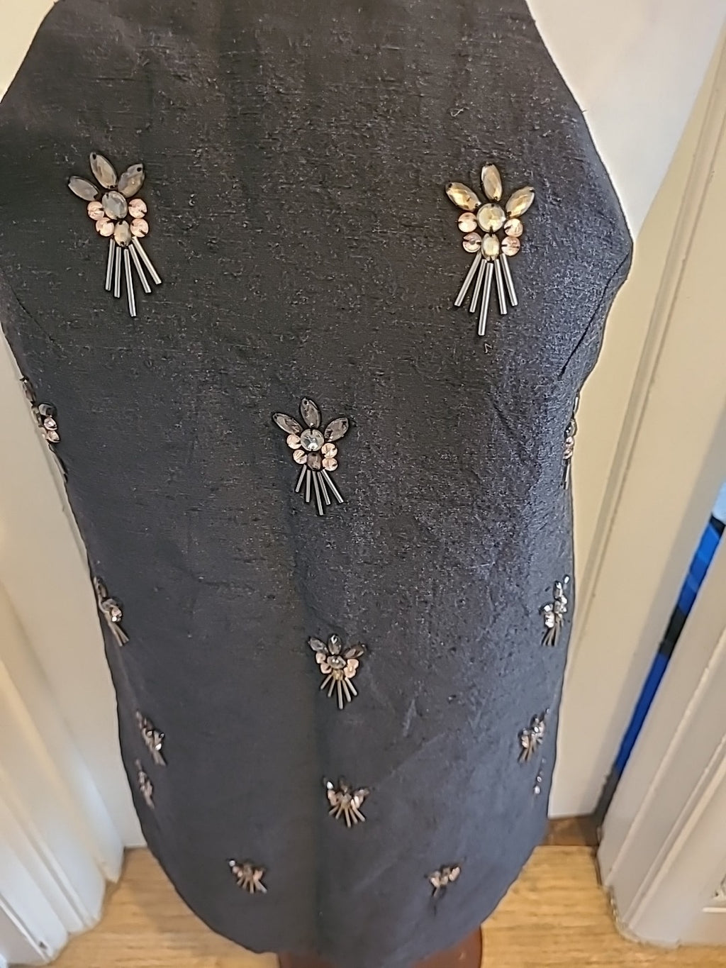 Ladies Topshop size 8 black with diamonte sleeveless lined dress