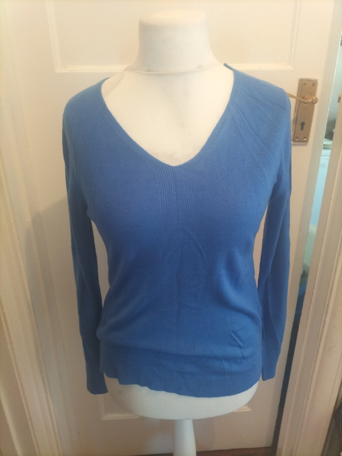 Ladies Primark Size 10-12 Blue Long Sleeve Blouse