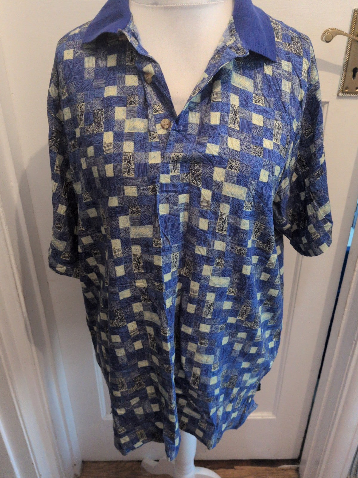 Savatini Large Blue And Mint Short Sleeve Polo