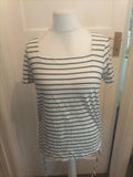 Next Size 16 White With Black Stripes Short Sleeve Blouse