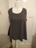 Ladies Bon Prix Size XL Grey Sleeveless Diamonte Tshirr