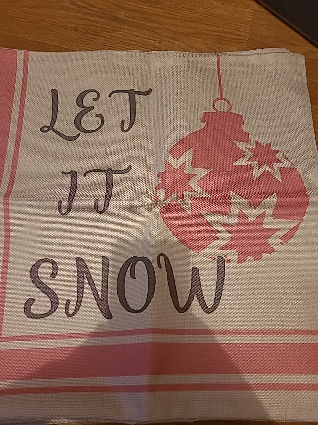 Brand New Pink/Beige "Let It Snow" Cushion Covers Christmas Set Of 3