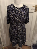 Papaya 16 White Black Purple Floral Short Sleeve Dress