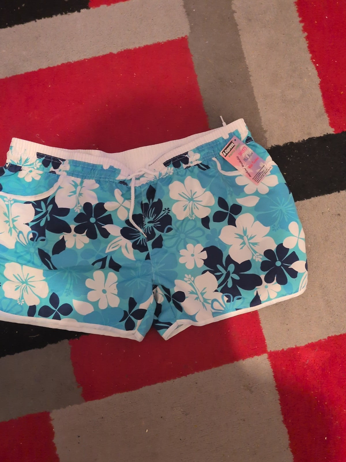Brand New Large Blue Floral Elasticated Shorts