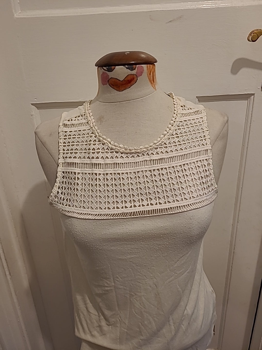 Ladies H&M Size Small Cream Sleeveless See Through Panel Blouse