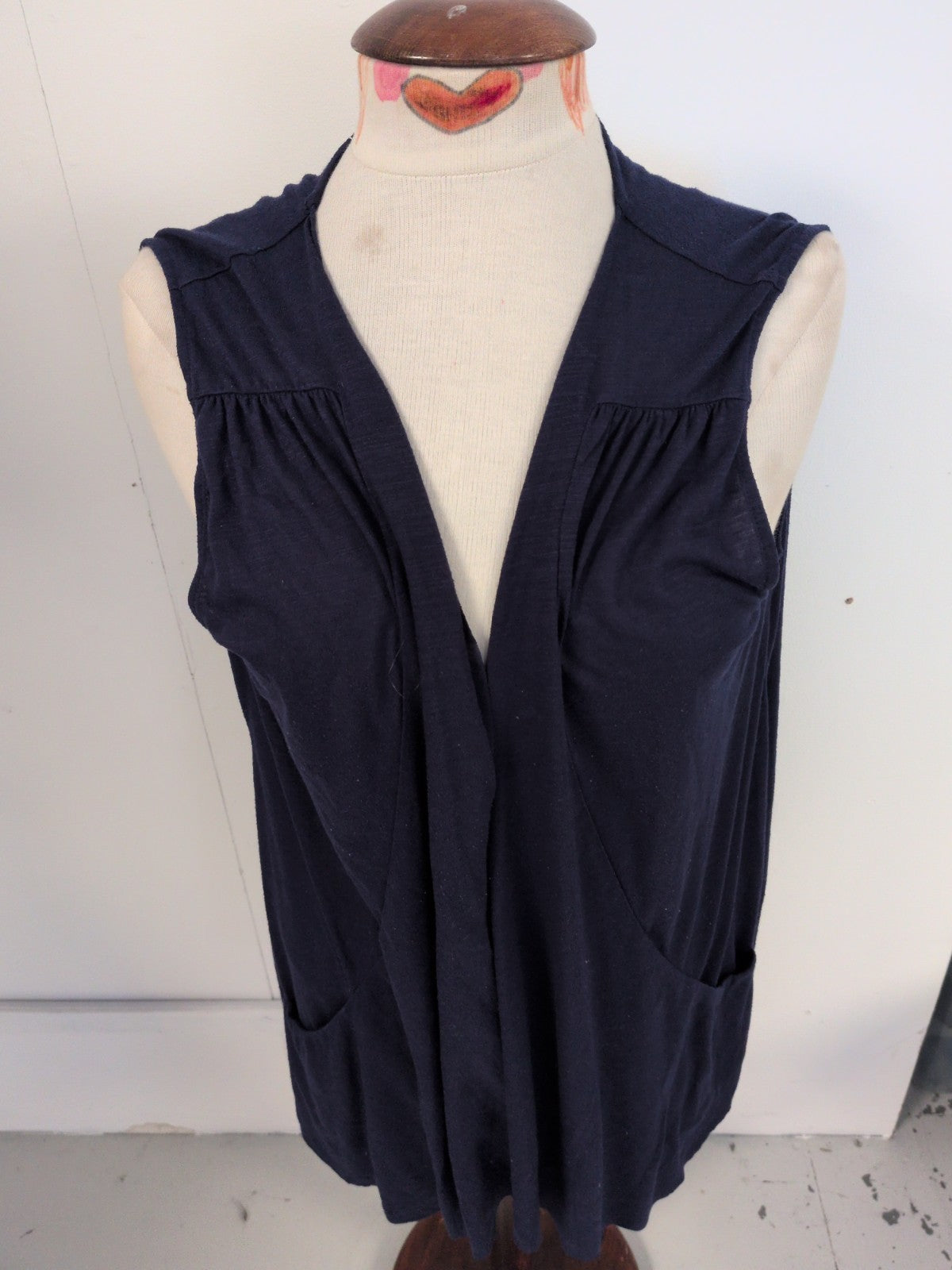 Together Large Navy Sleeveless Open Blouse