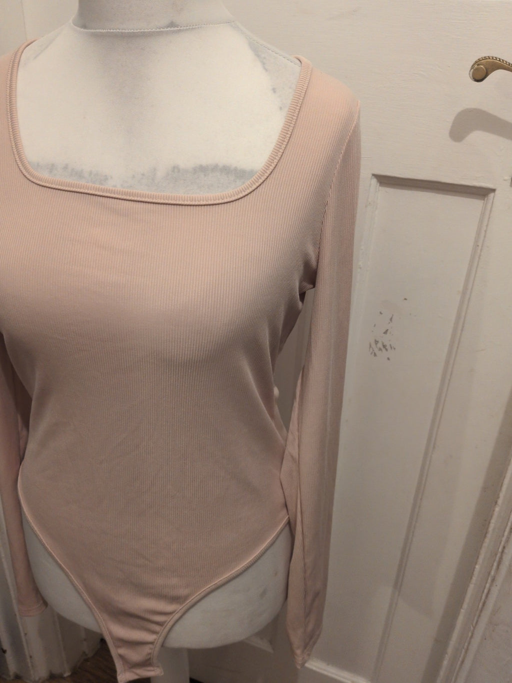 Ladies Shein Size XL Tall Beige Long Sleeve Bodysuit