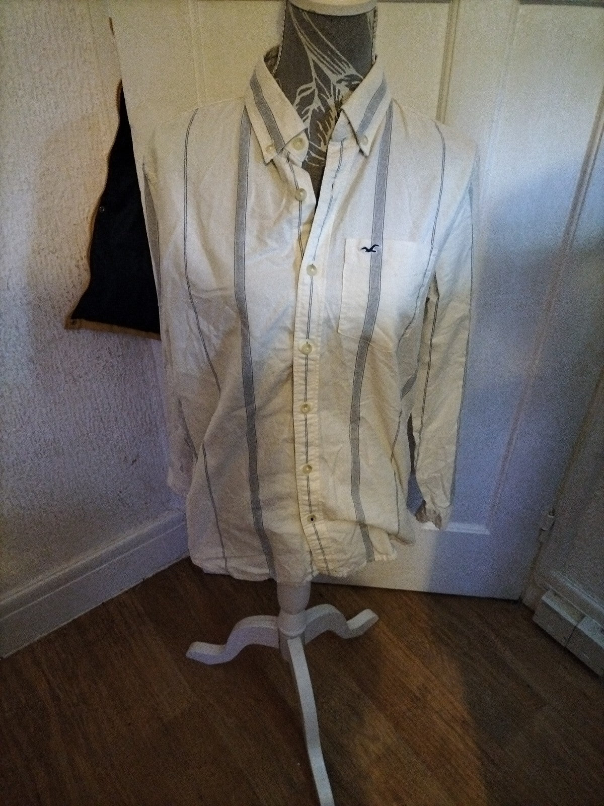 Mens Hollister Small Striped Long Sleeved Shirt