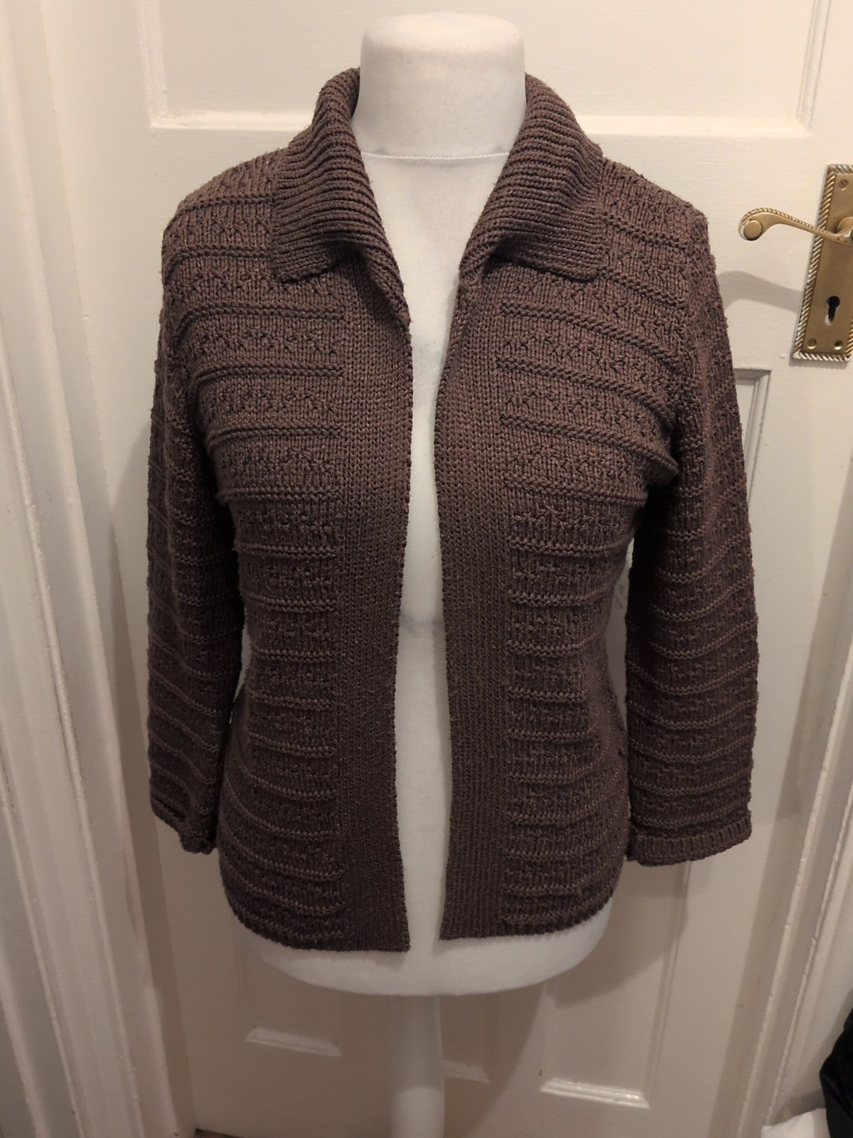 Alex And Co 12 Brown Knit Open Cardigan