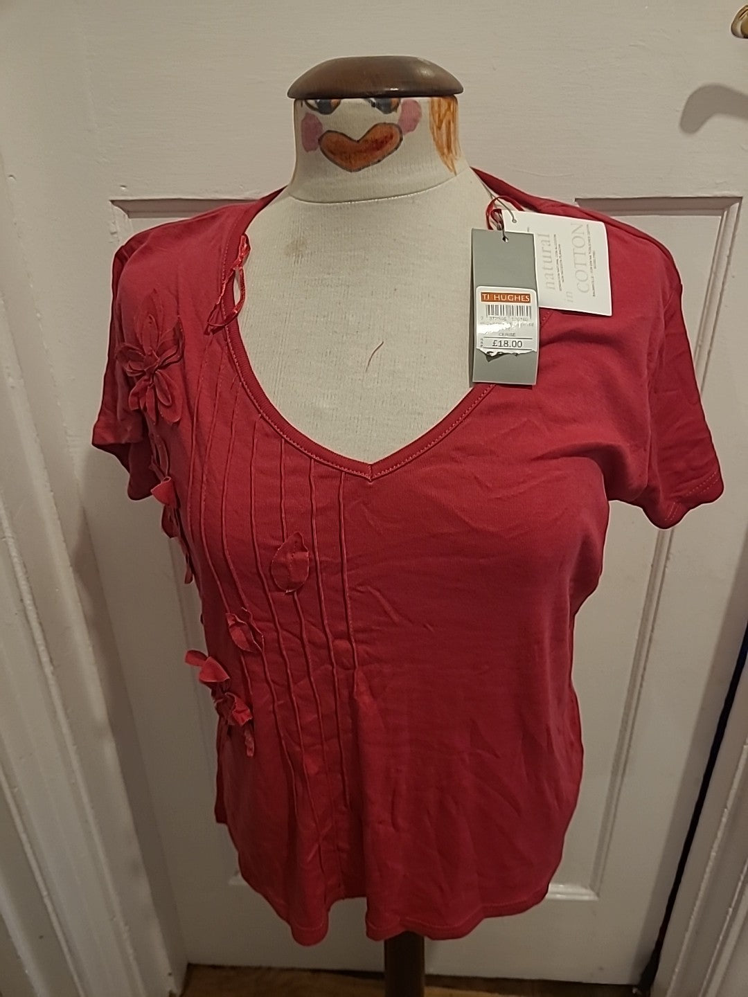 Brand New Ladies Mia Moda Size 18 Cerise Short Sleeved Blouse