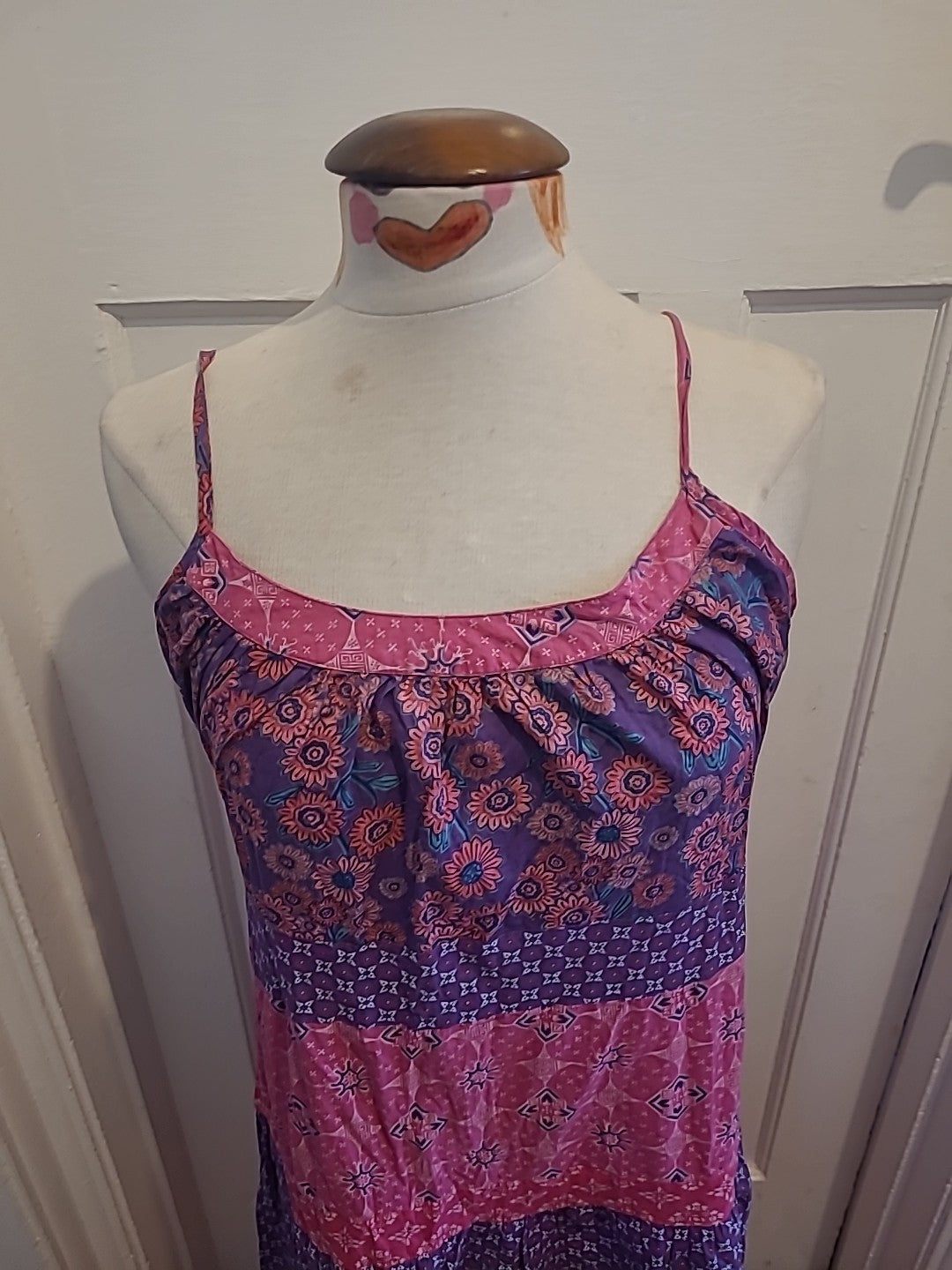 Ladies New Look Size 12 Purple And Pink Design Sleeveless Dress