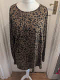 Ladies Marks And Spencer Size 22 Dark Khaki And Black Long Sleeve Blouse