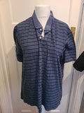 Mens Tu Size 2XL Navy And Black Striped Short Sleeved Polo