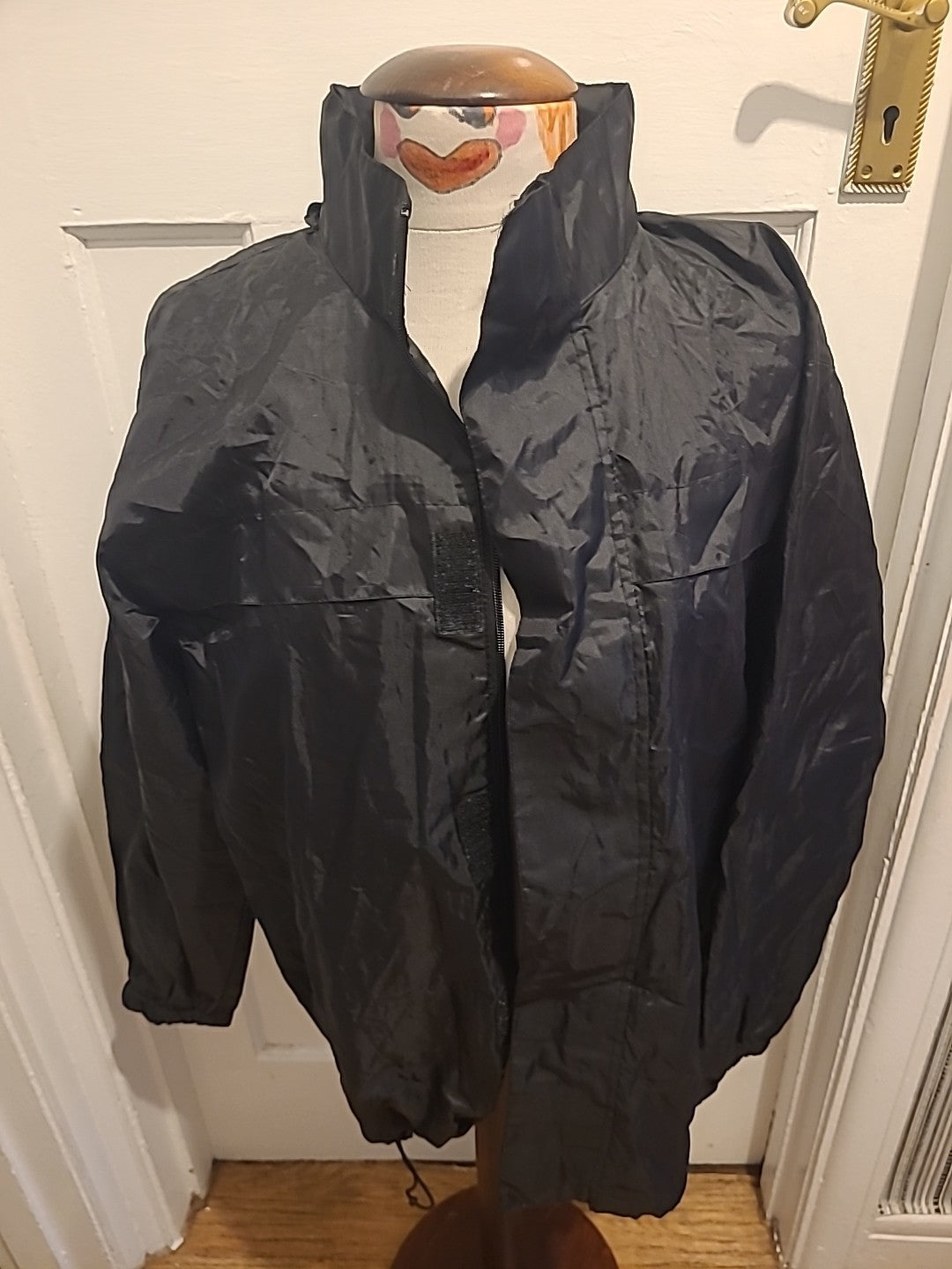 Ladies Denim&Co Size 12 Black Zipped Raincoat
