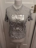 Calvin Klein Jeans Ladies T-shirt Large Grey And Silver
