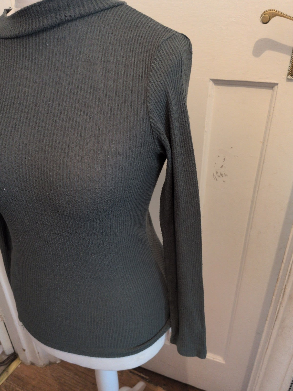 Ladies Primark Small Green High Neck Long Sleeve Jumper